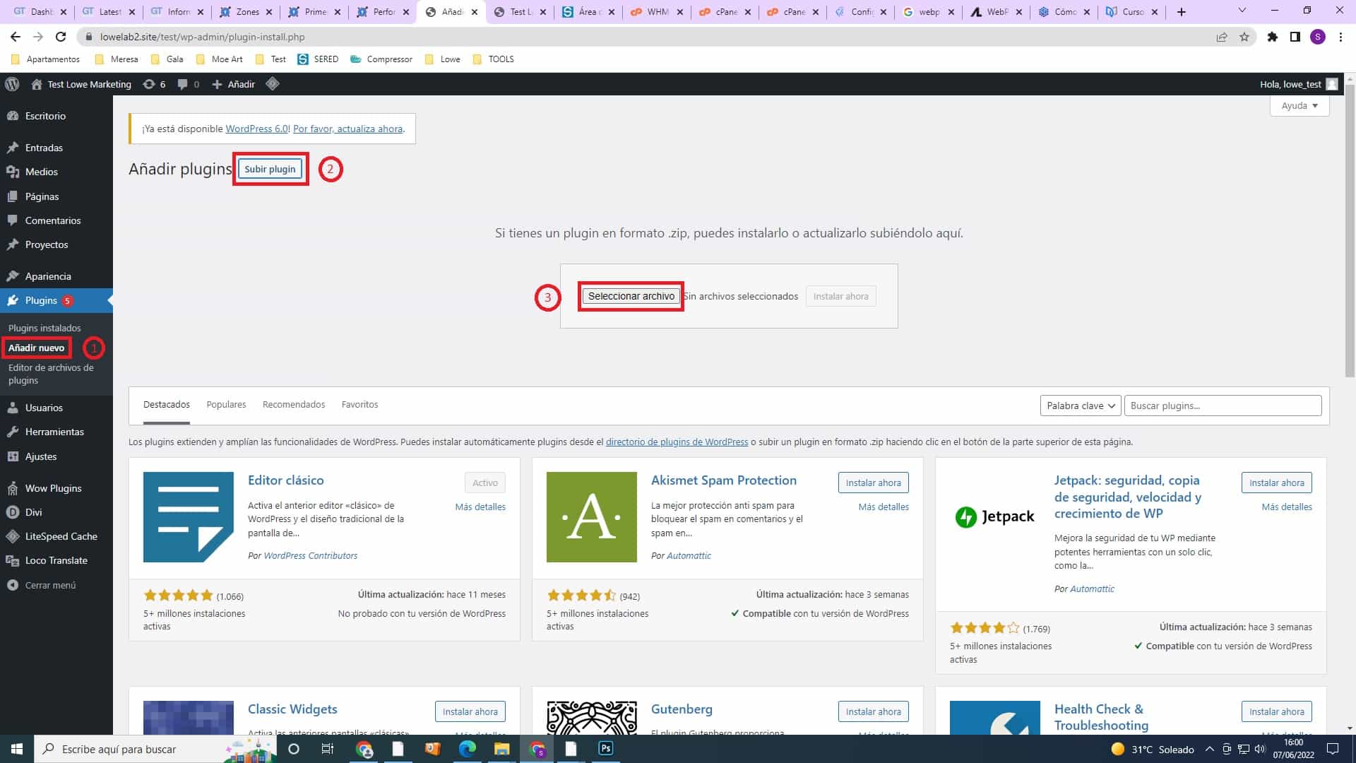 Instalación plugins manualmente